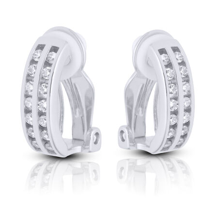 Srebrne klipsy z cyrkoniami