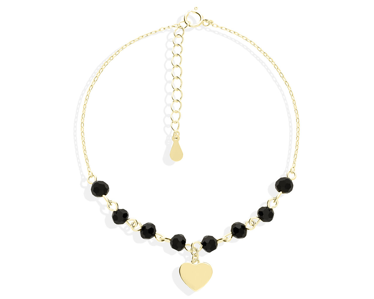 Bransoletka srebrna pozłacana serce cyrkonie