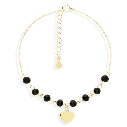 Bransoletka srebrna pozłacana serce cyrkonie