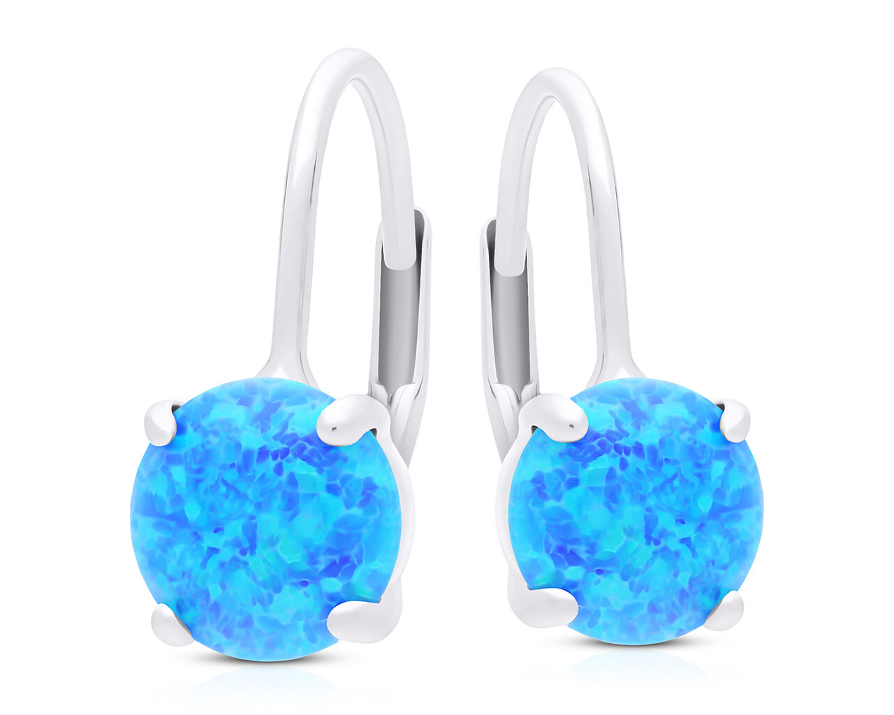 Kolczyki srebrne wiszące z opalem niebieskim