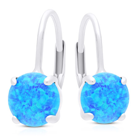Kolczyki srebrne wiszące z opalem niebieskim