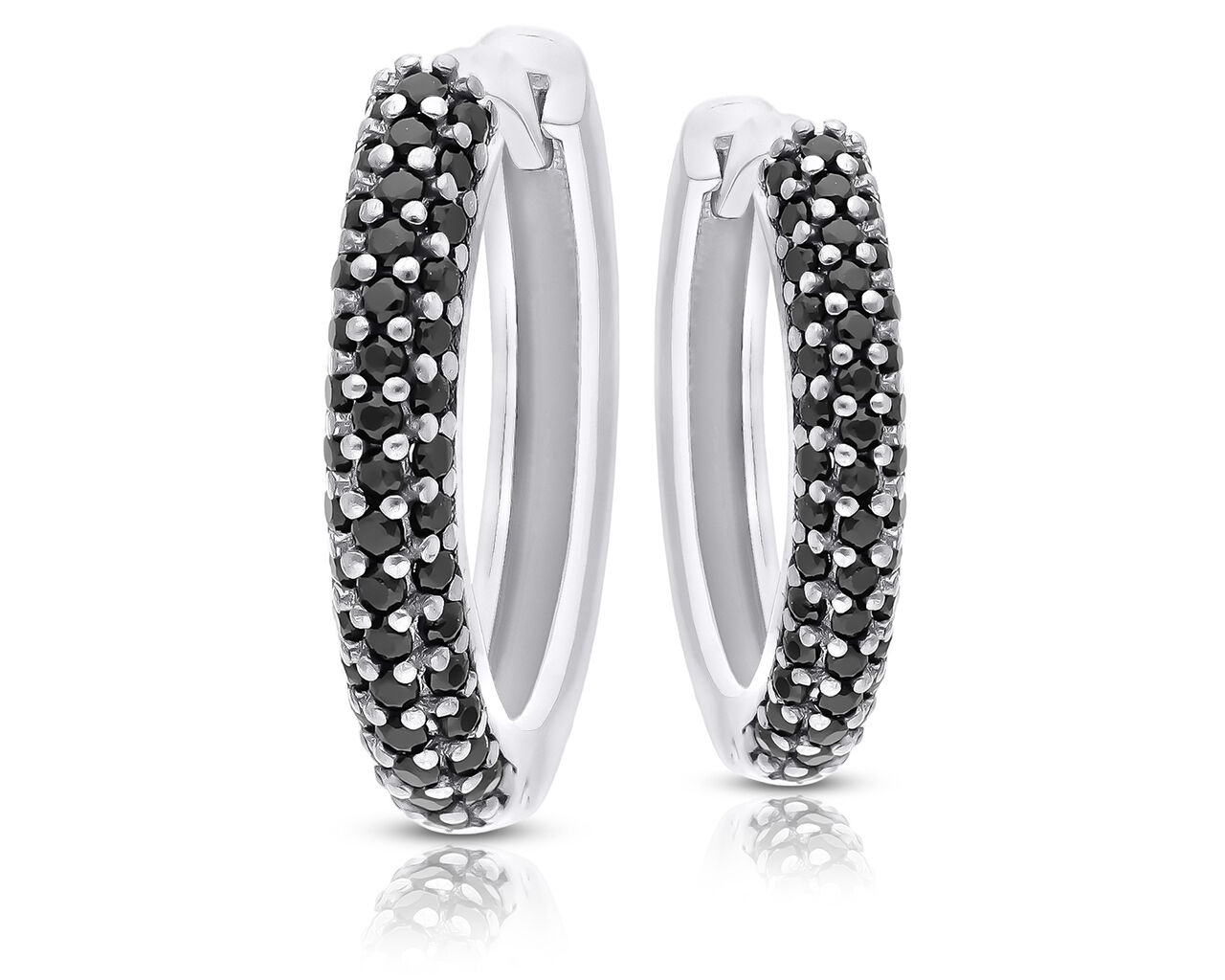 Kolczyki srebrne z czarnymi kamieniami owalne