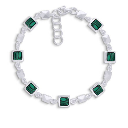 Srebrna bransoletka z zielonymi malachitami