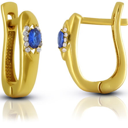 Kolczyki złote z niebieskim kamieniem angielskie