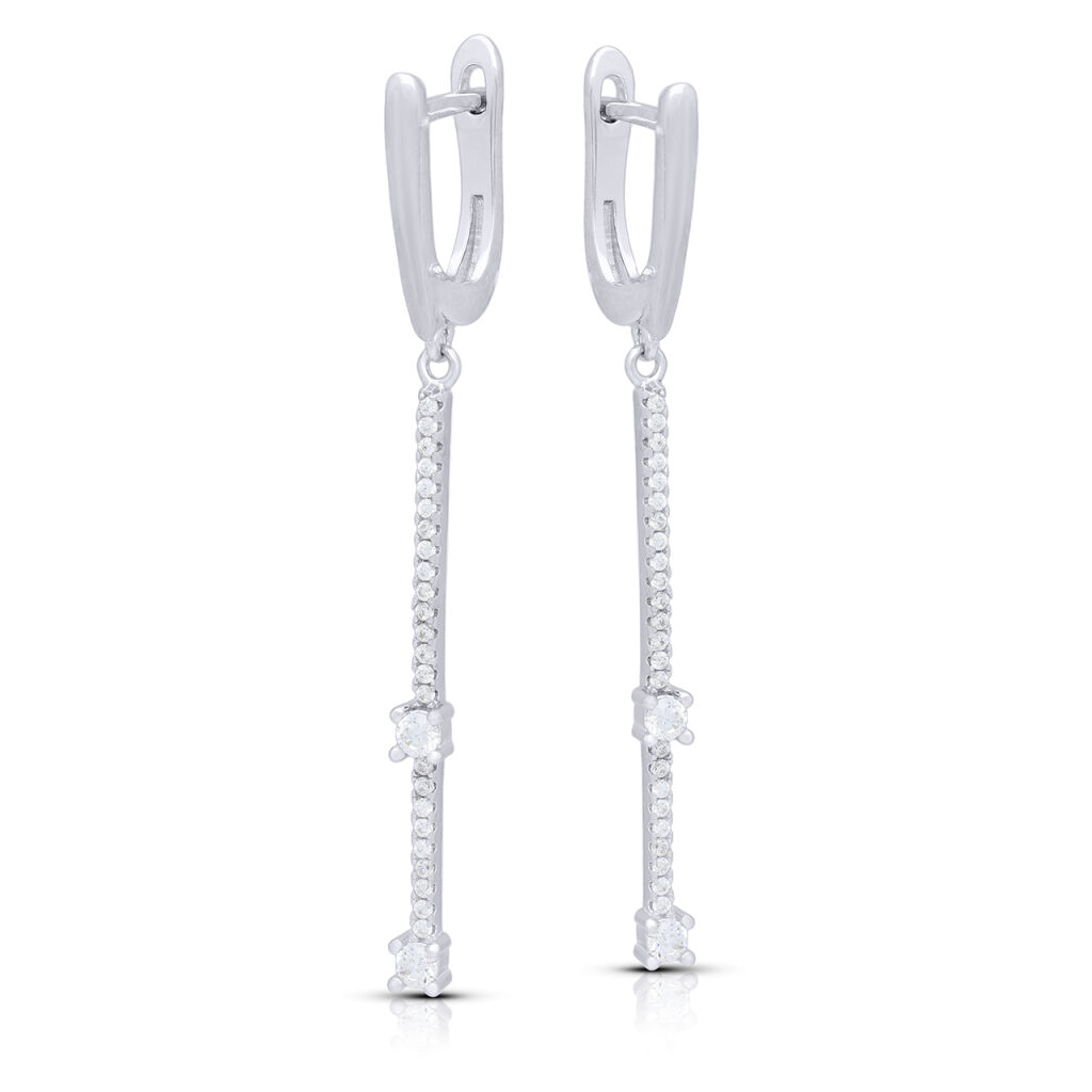 Długie kolczyki wiszące srebrne 925 z cyrkoniami