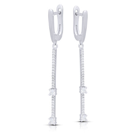 Długie kolczyki wiszące srebrne 925 z cyrkoniami