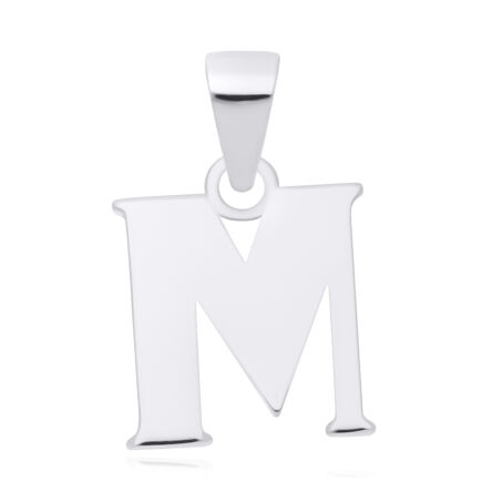 Srebrna literka M gładka zawieszka pr.925