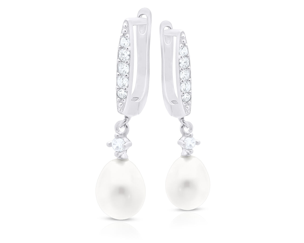 Kolczyki srebrne z perłą angielskie zapięcie