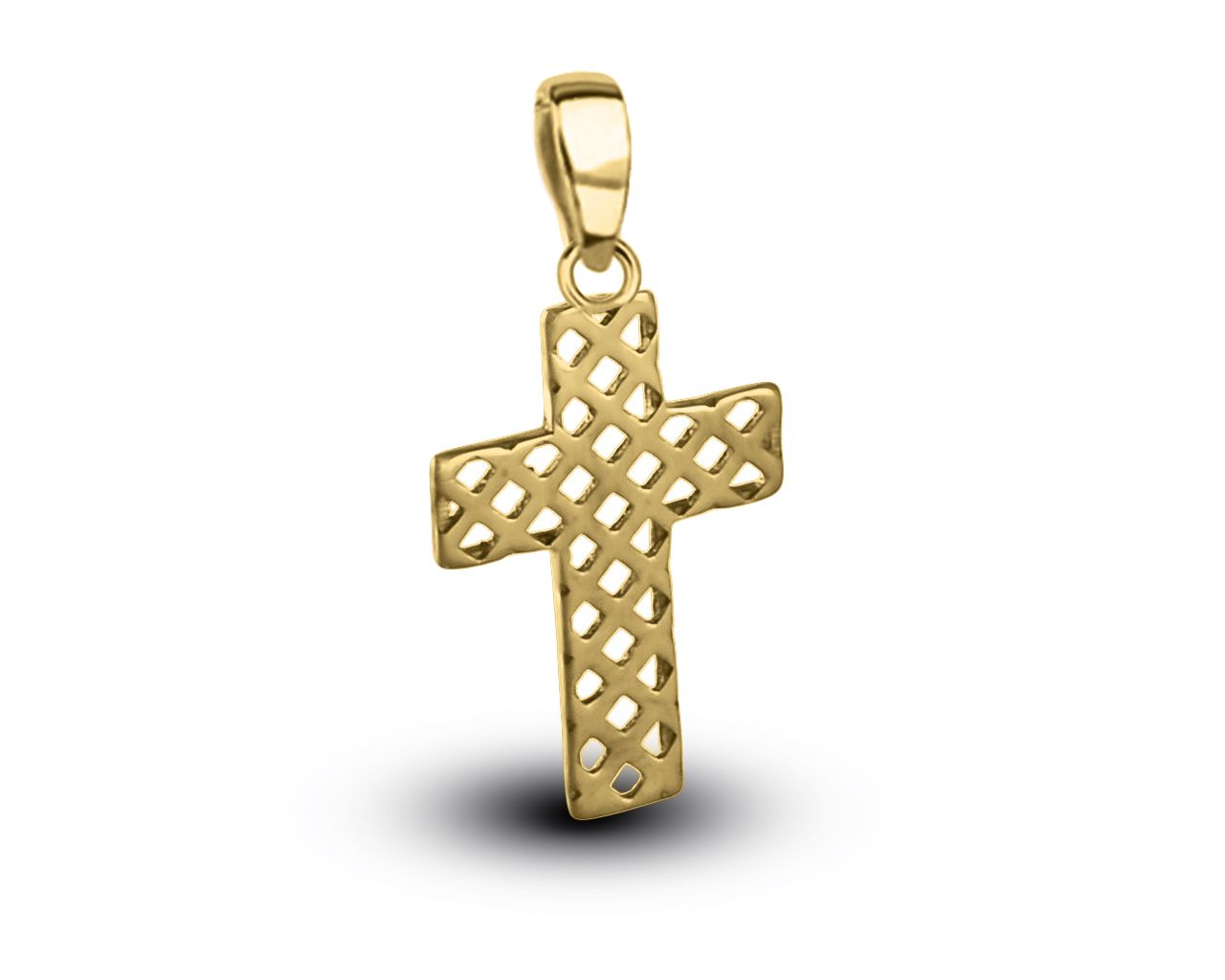 Krzyżyk złoty o oryginalnym wzorze