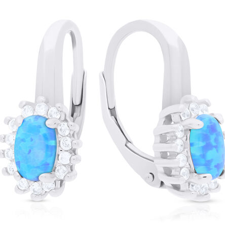 Kolczyki srebrne z opalem i cyrkoniami pr.925