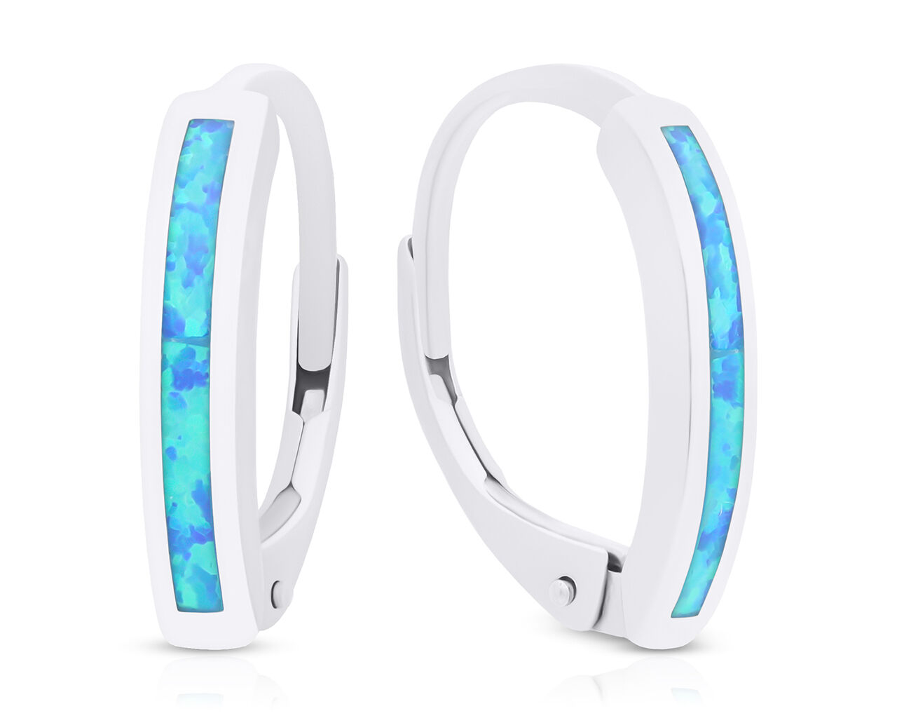 Kolczyki srebrne z niebieskim opalem pr.925