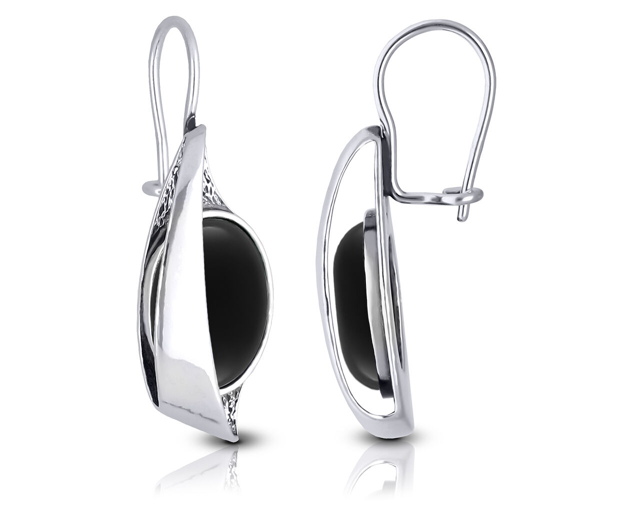 Kolczyki srebrne wiszące z czarnym onyksem