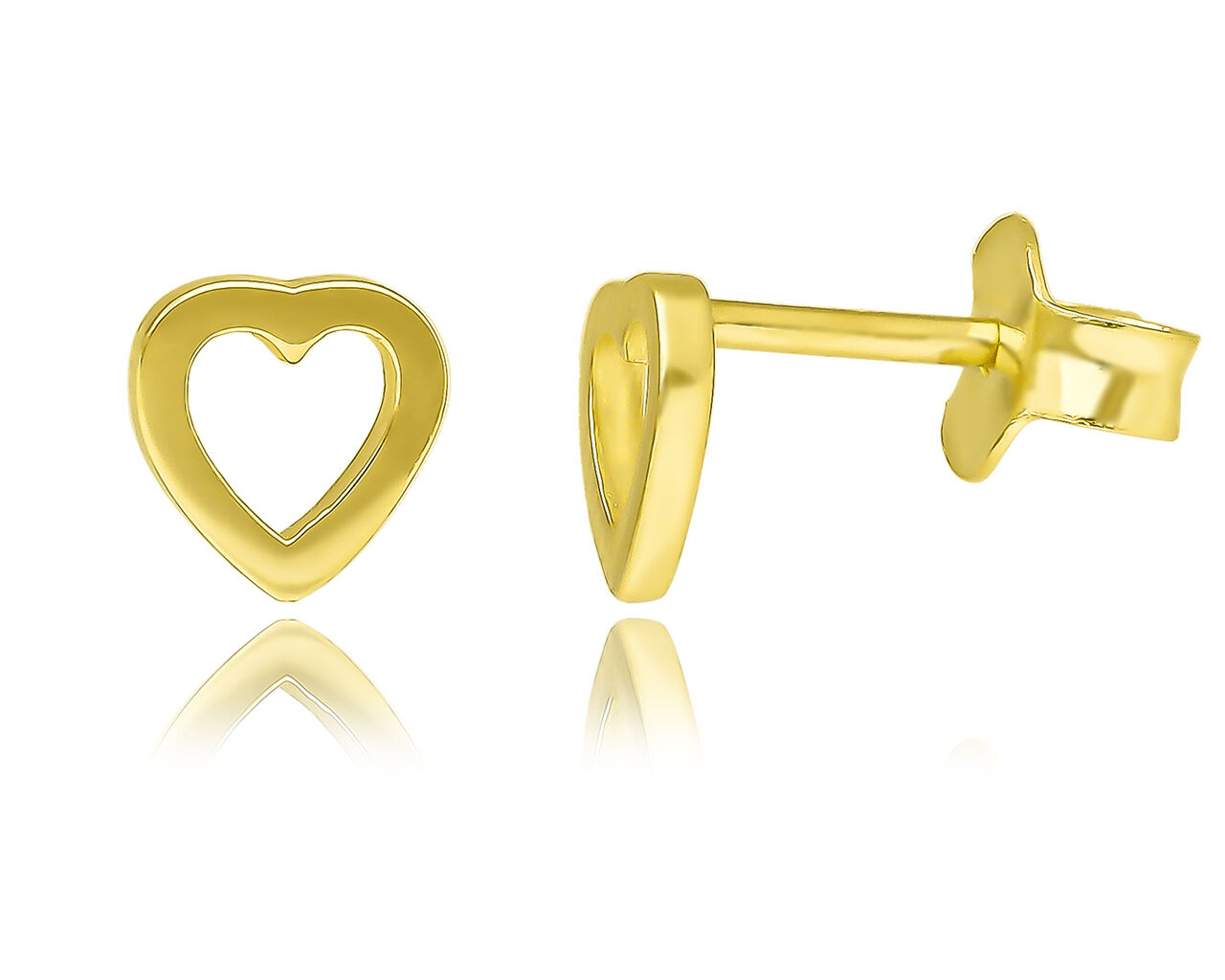 Złote kolczyki sztyfty serduszka