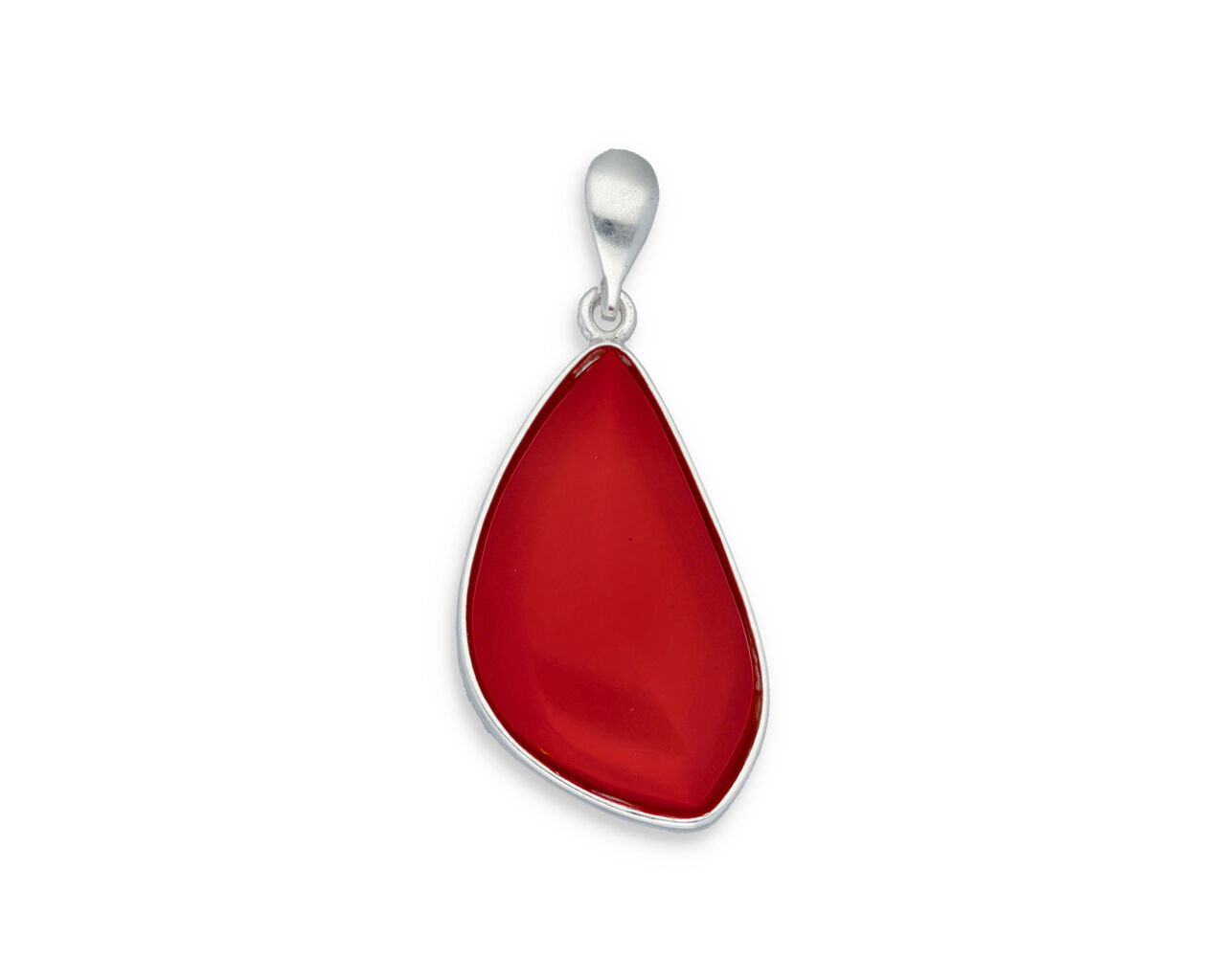 Zawieszka srebrna z dużym czerwonym koralem