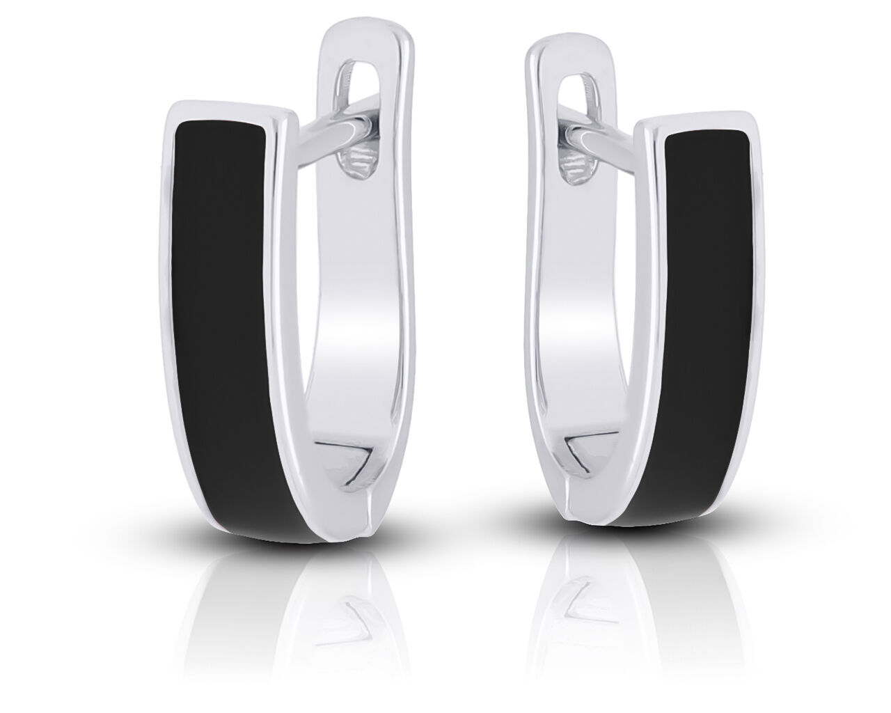 Kolczyki srebrne z czarną emalią angielskie