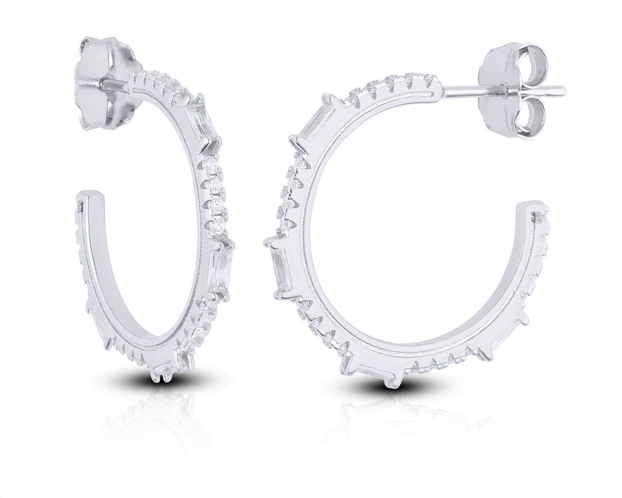 Kolczyki srebrne okrągłe z cyrkoniami na sztyfcie