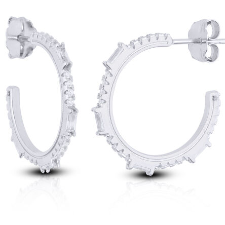 Kolczyki srebrne okrągłe z cyrkoniami na sztyfcie