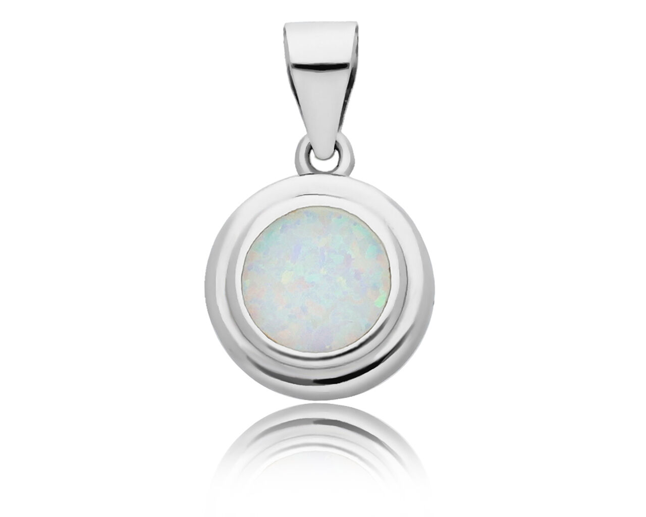 Zawieszka srebrna z białym opalem