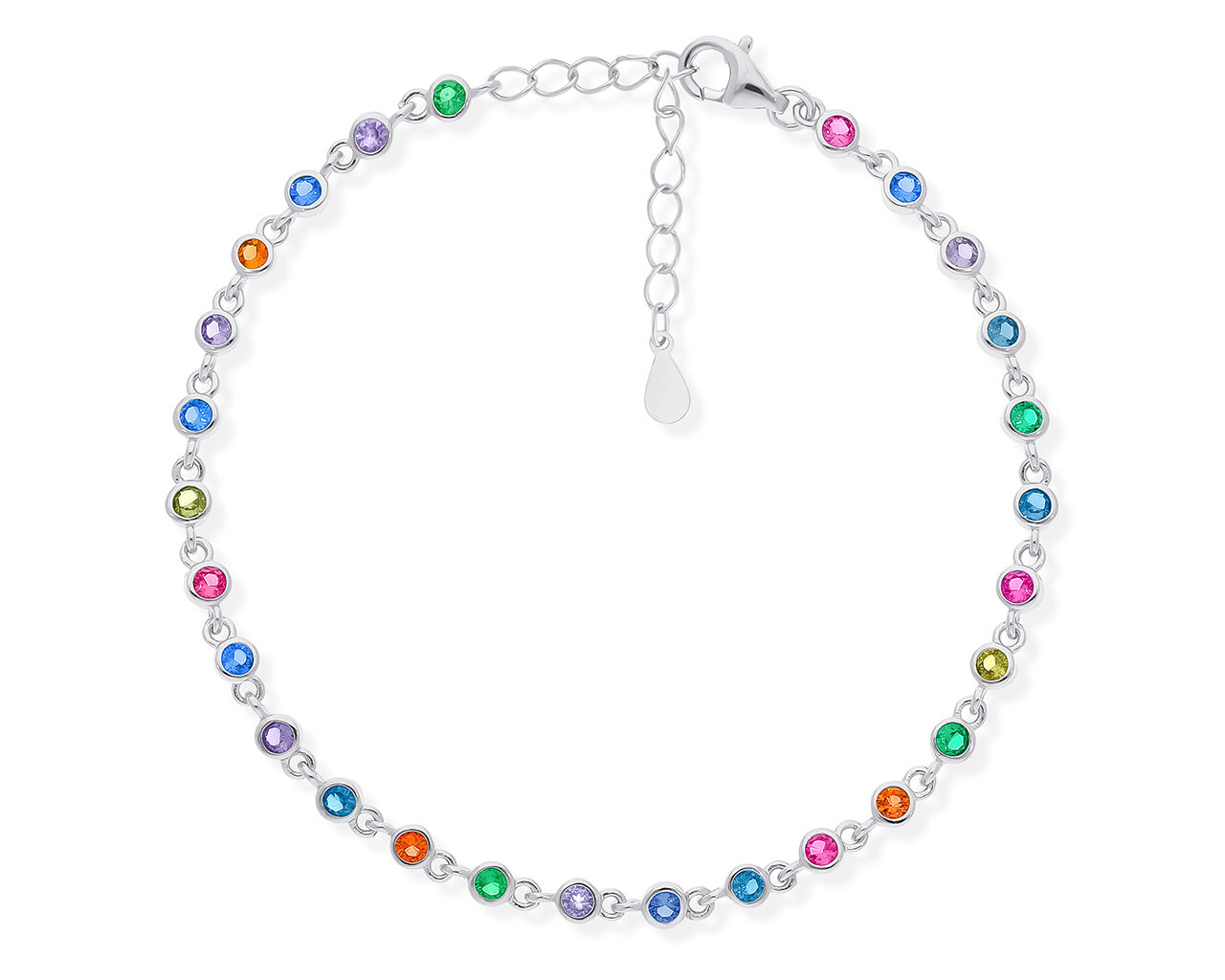 Bransoletka srebrna z kolorowymi kamieniami