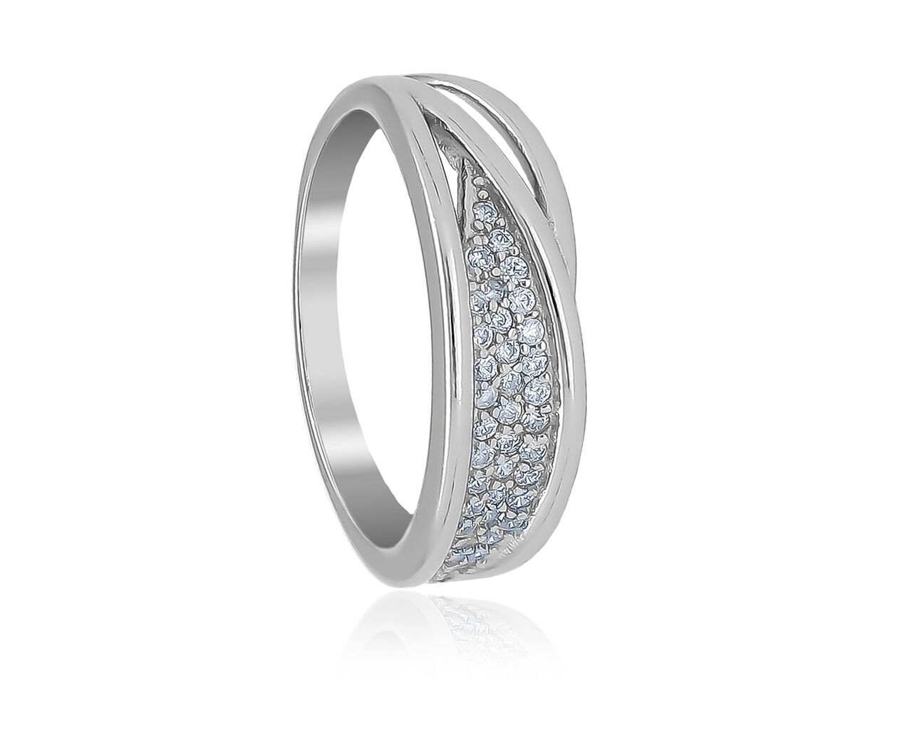 Pierścionek srebrny z wieloma cyrkoniami