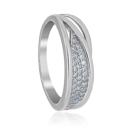 Pierścionek srebrny z wieloma cyrkoniami