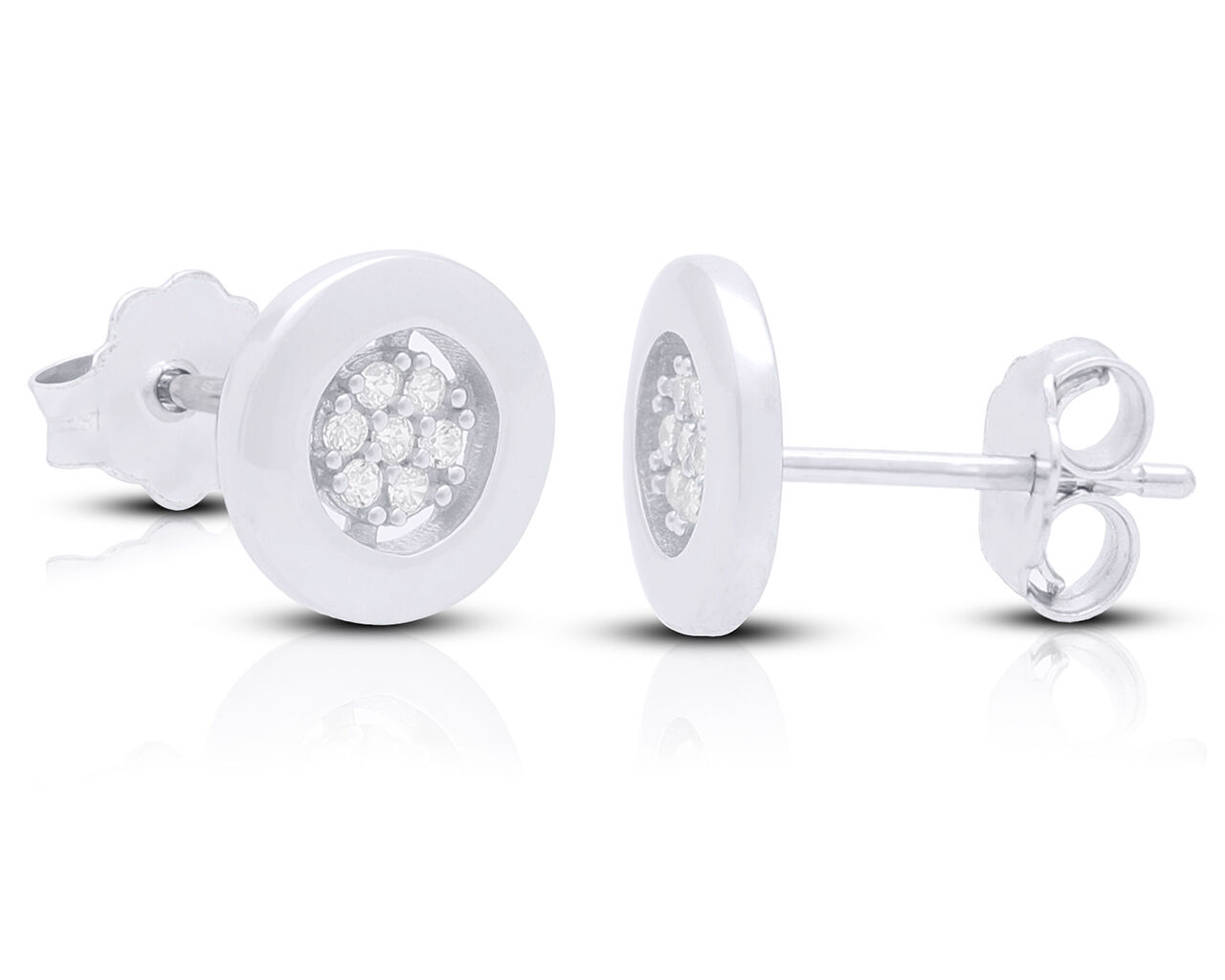 Kolczyki srebrne okrągłe sztyfty z cyrkoniami