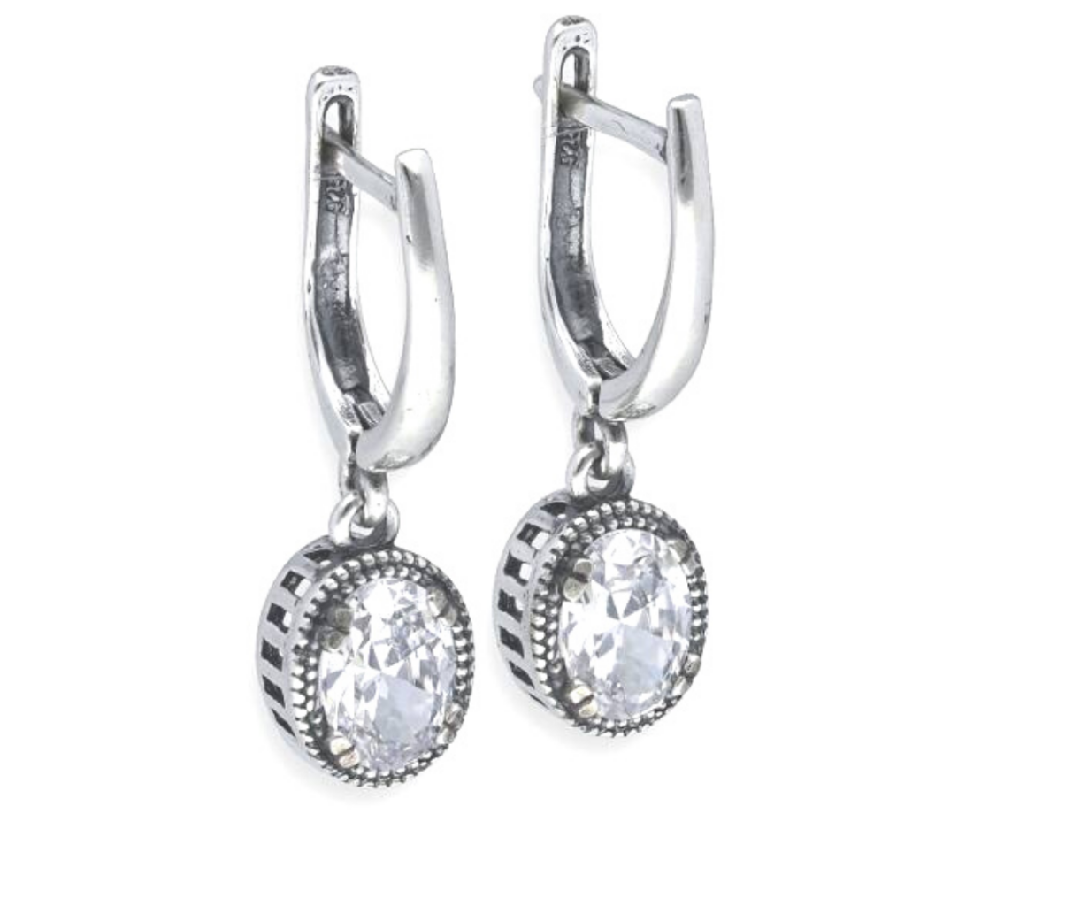 Kolczyki srebrne wiszące zdobione cyrkoniami