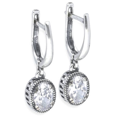 Kolczyki srebrne wiszące zdobione cyrkoniami