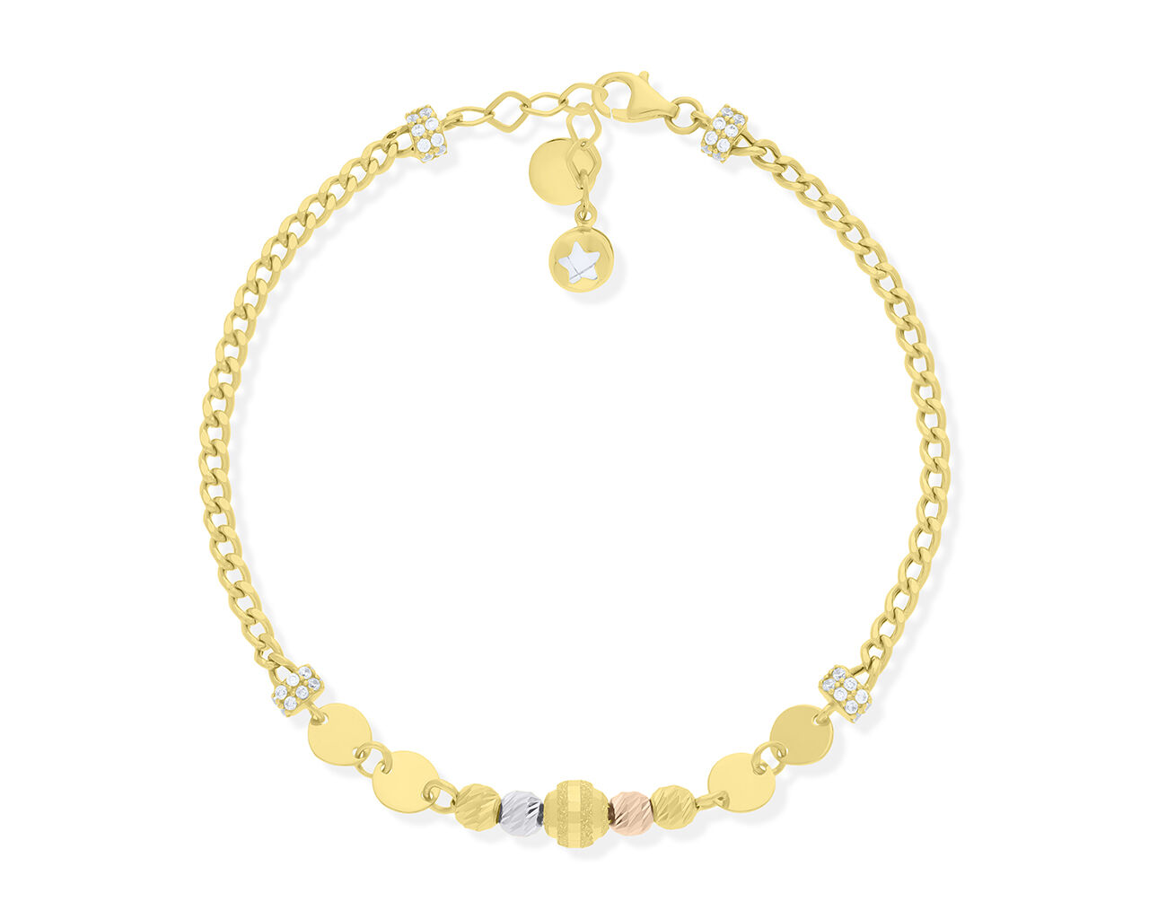 Złota bransoletka błyszczące kulki pr.585