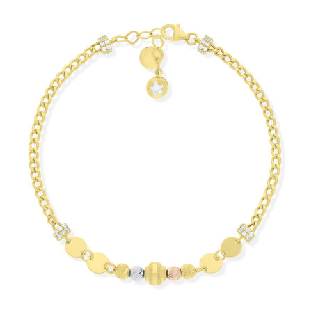 Złota bransoletka błyszczące kulki pr.585