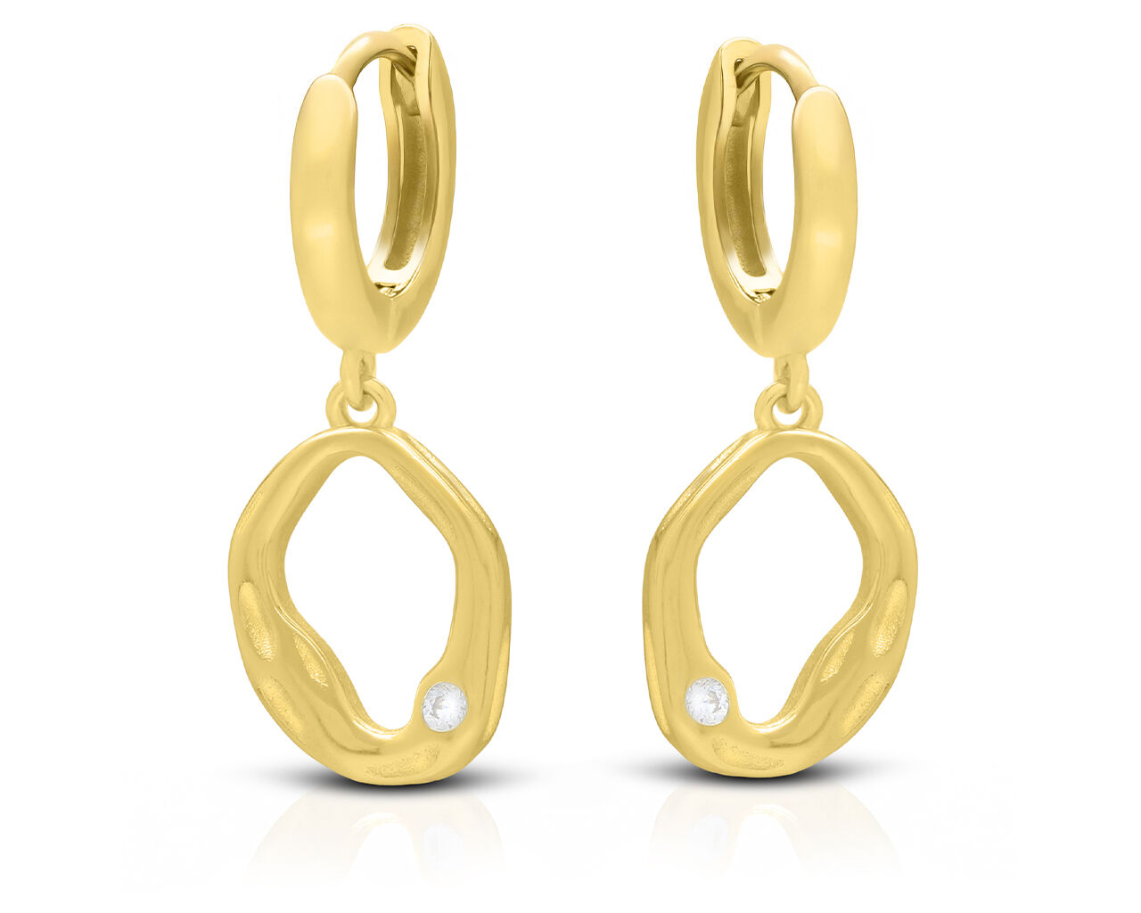 Kolczyki srebrne pozłacane wiszące z cyrkonią