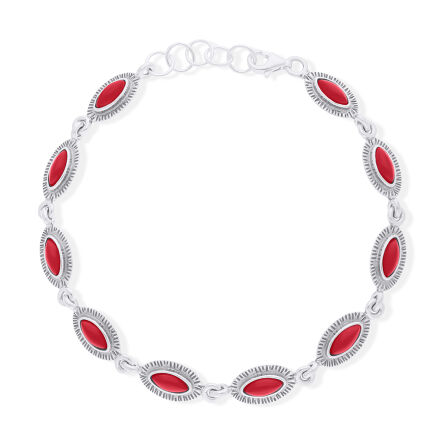 Bransoletka srebrna z koralem czerwonym pr.925