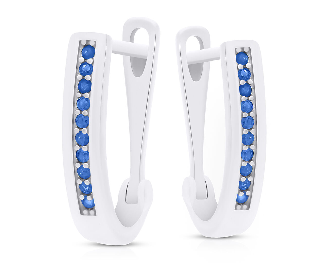 Kolczyki srebrne angielskie niebieskie cyrkonie