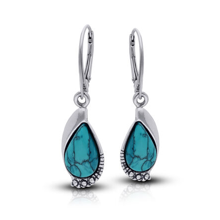 Kolczyki srebrne wiszące z turkusem