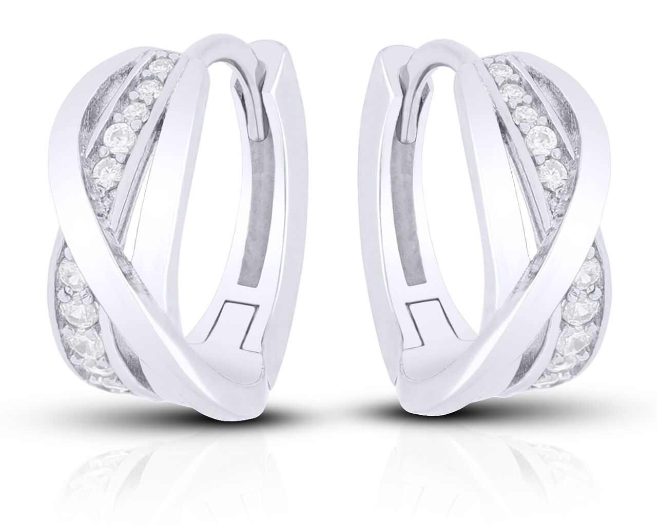 Kolczyki kółka srebrne z cyrkoniami pr.925