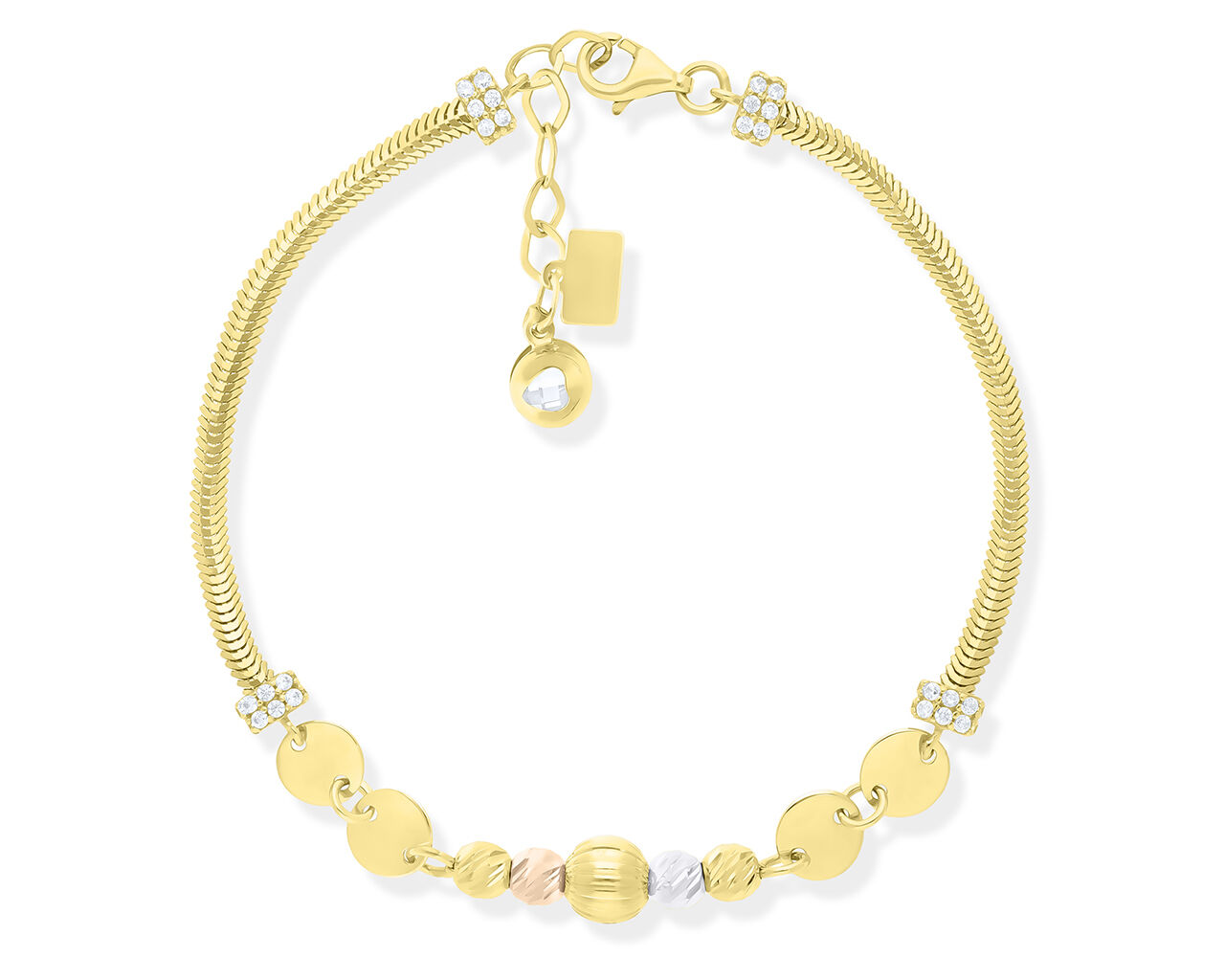 Złota bransoletka błyszczące kuleczki pr.585