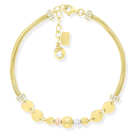 Złota bransoletka błyszczące kuleczki pr.585