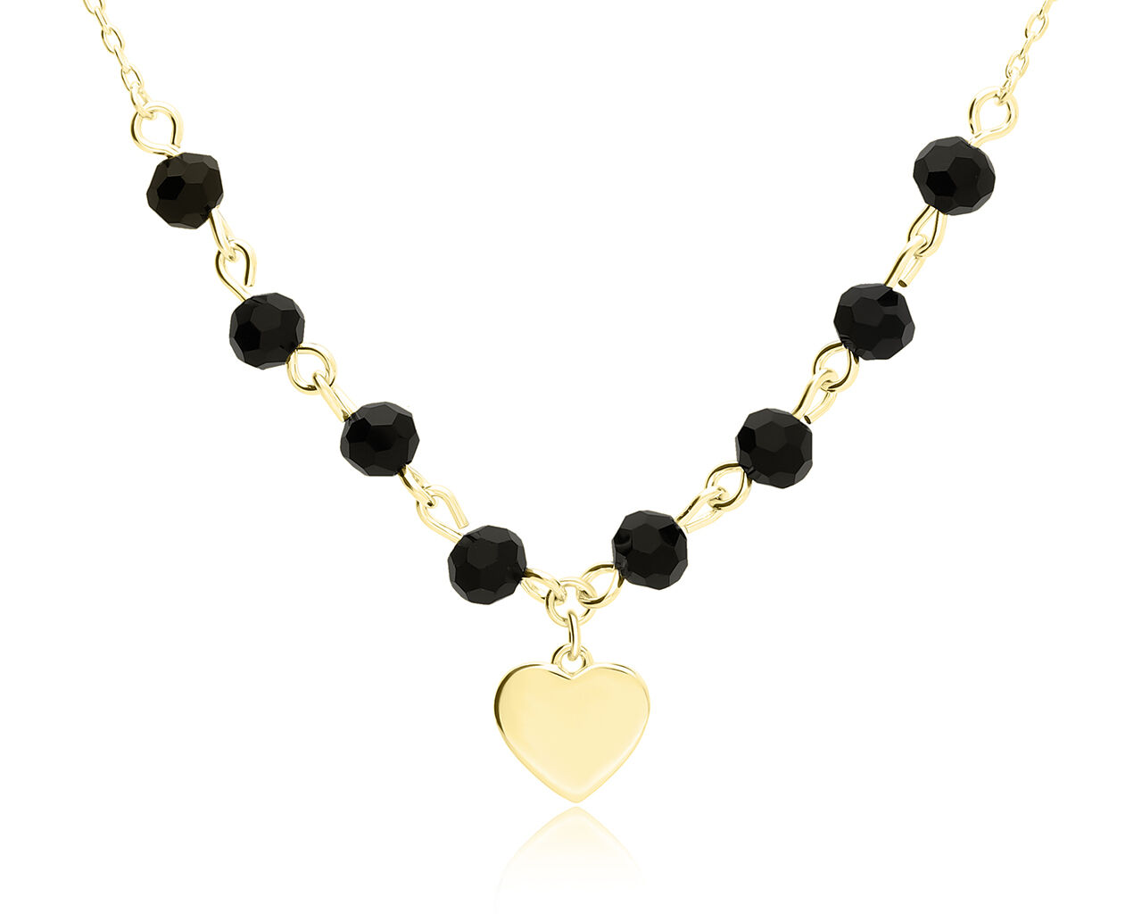 Naszyjnik srebrny pozłacany serce cyrkonie