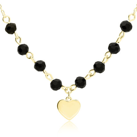 Naszyjnik srebrny pozłacany serce cyrkonie