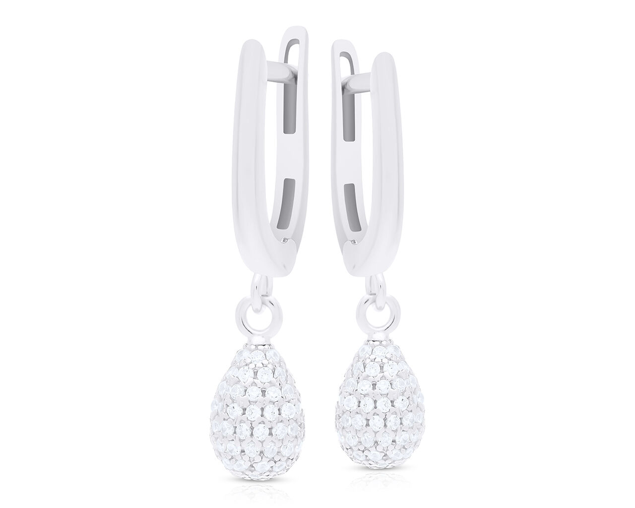 Kolczyki srebrne wiszące angielskie z cyrkoniami