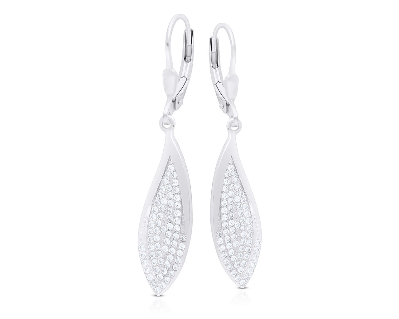 Kolczyki srebrne wiszące wysadzane cyrkoniami