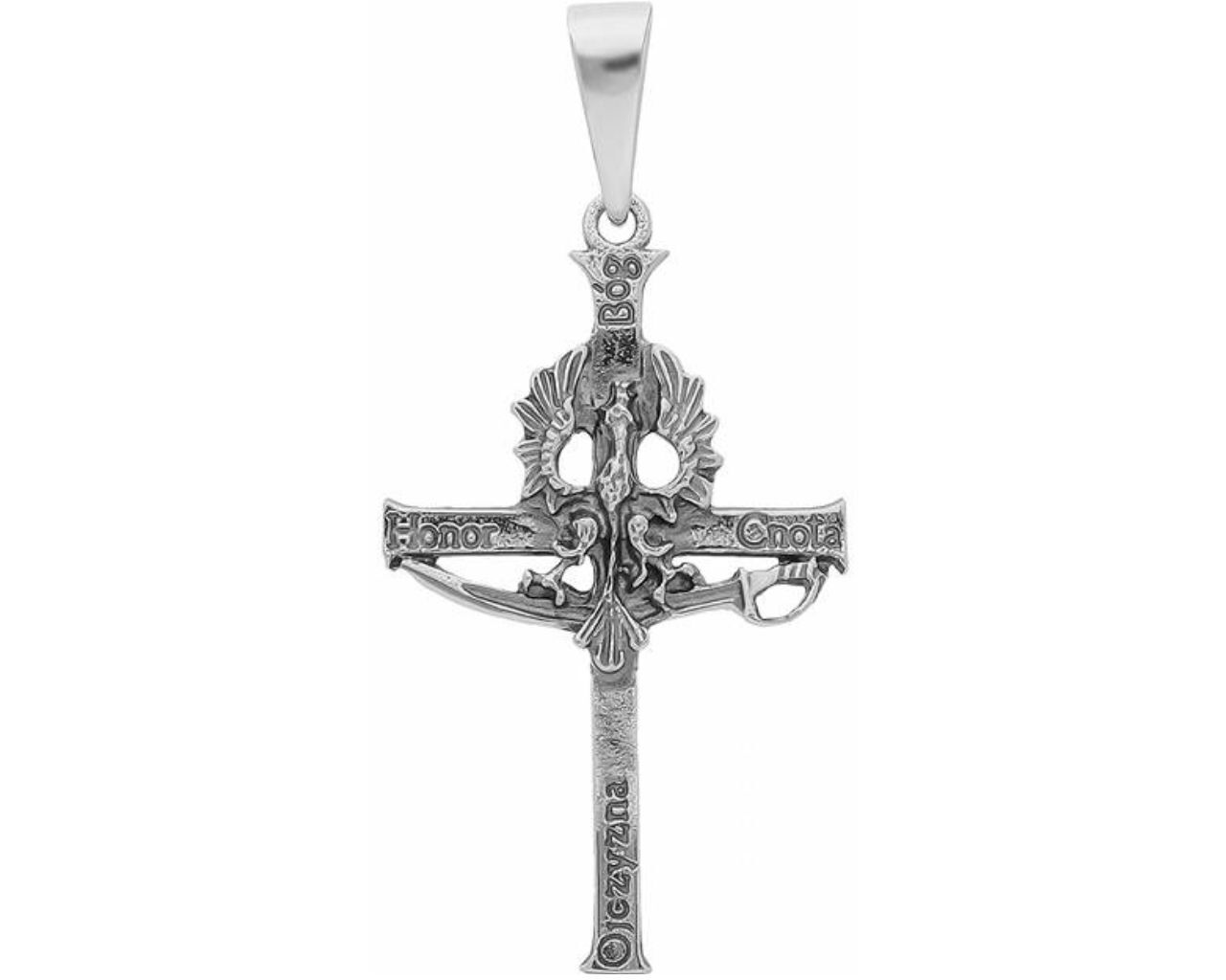 Krzyżyk srebrny patriotyczny Bóg,Honor,Ojczyzna