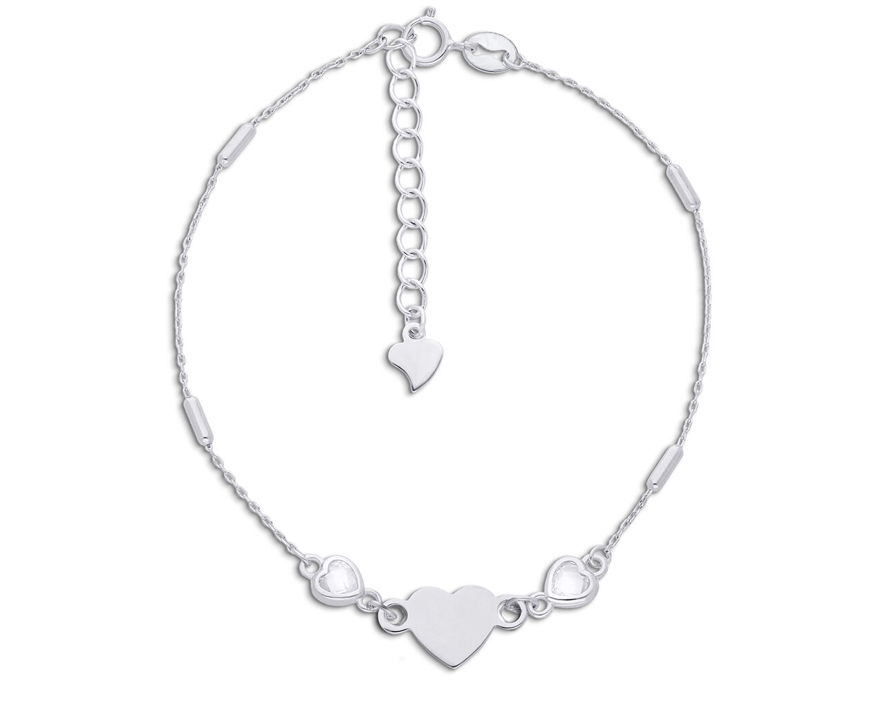 Bransoletka srebrna z gładkim serduszkiem