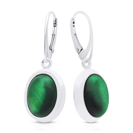 Kolczyki srebrne wiszące naturalne Tygrysie Oko