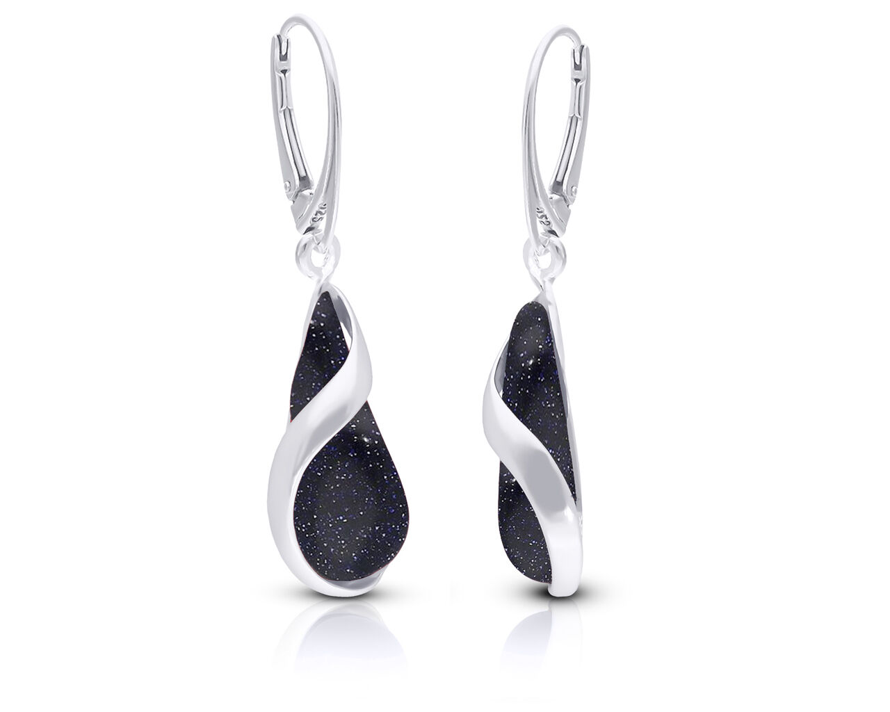 Srebrne kolczyki wiszące długie z Nocą Kairu