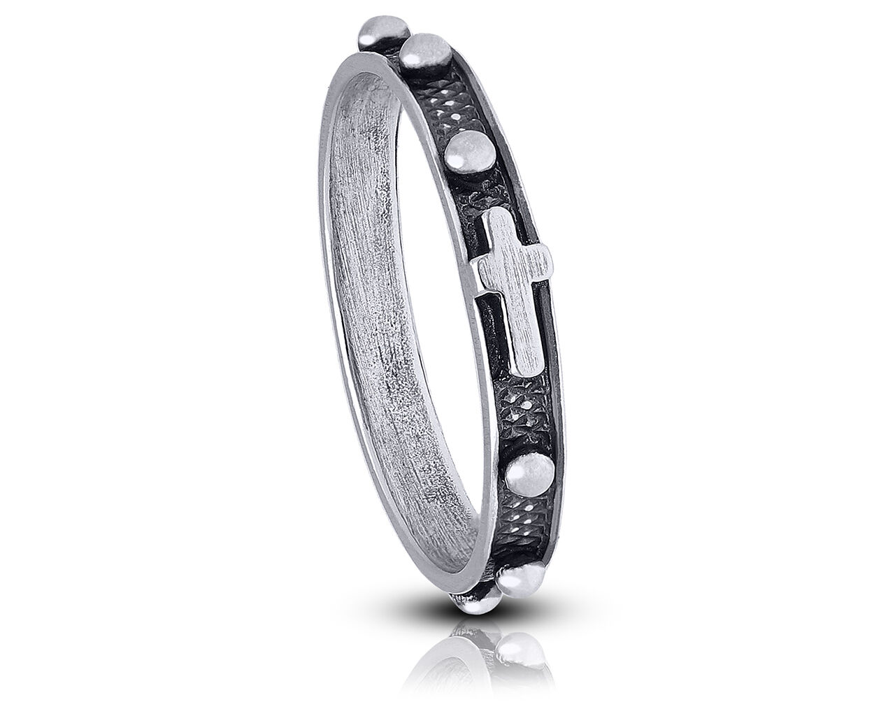 Obrączka srebrna różaniec 