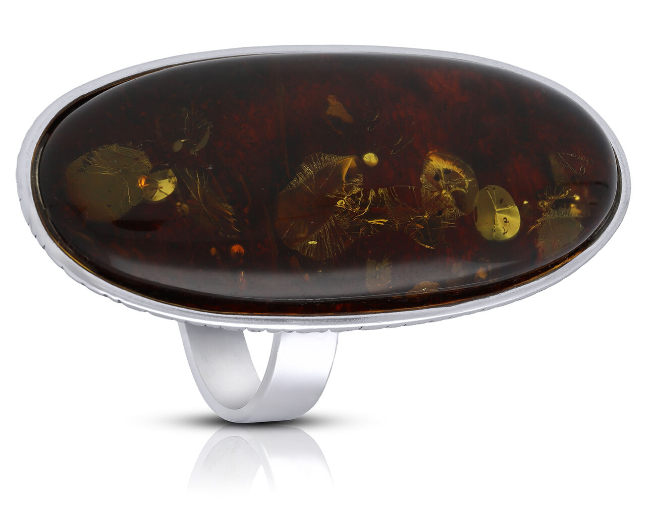 Pierścionek srebrny z naturalnym bursztynem pr.925