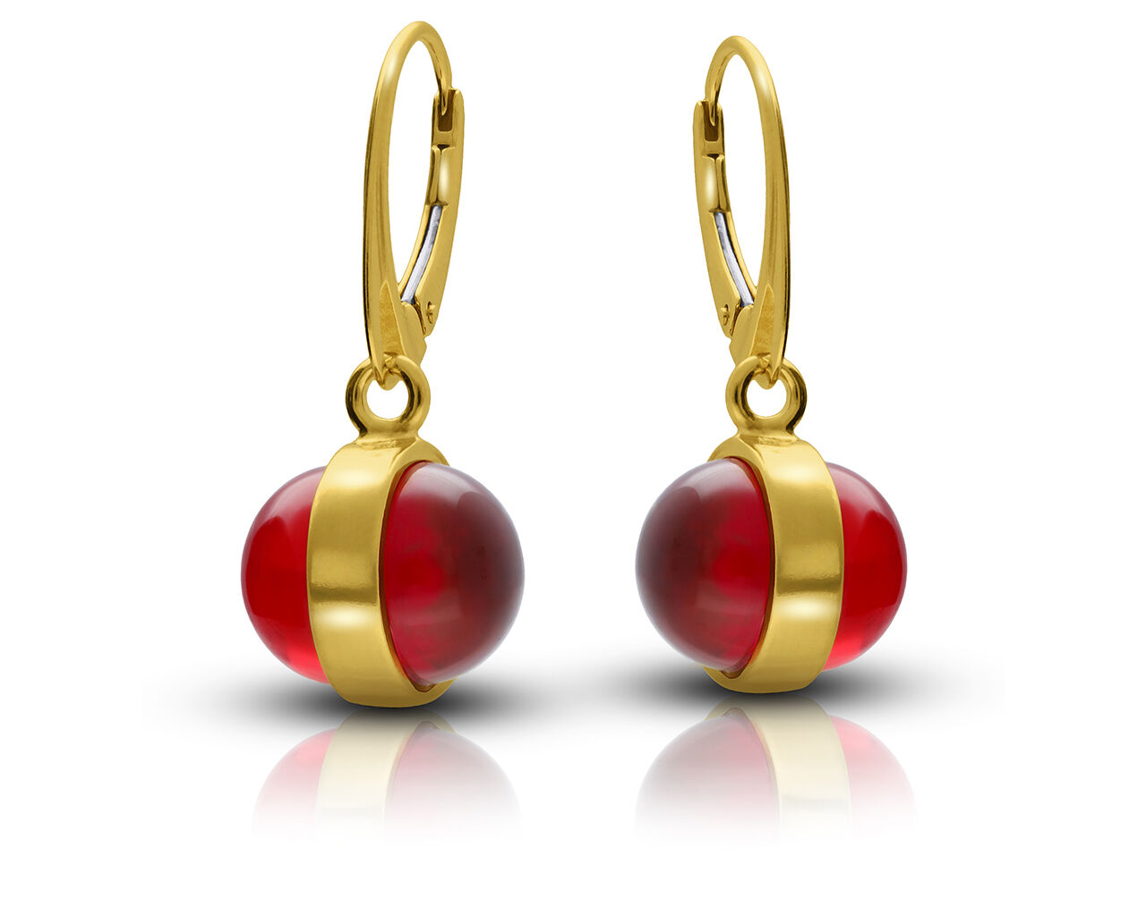 Kolczyki srebrne pozłacane wiszące z bursztynem