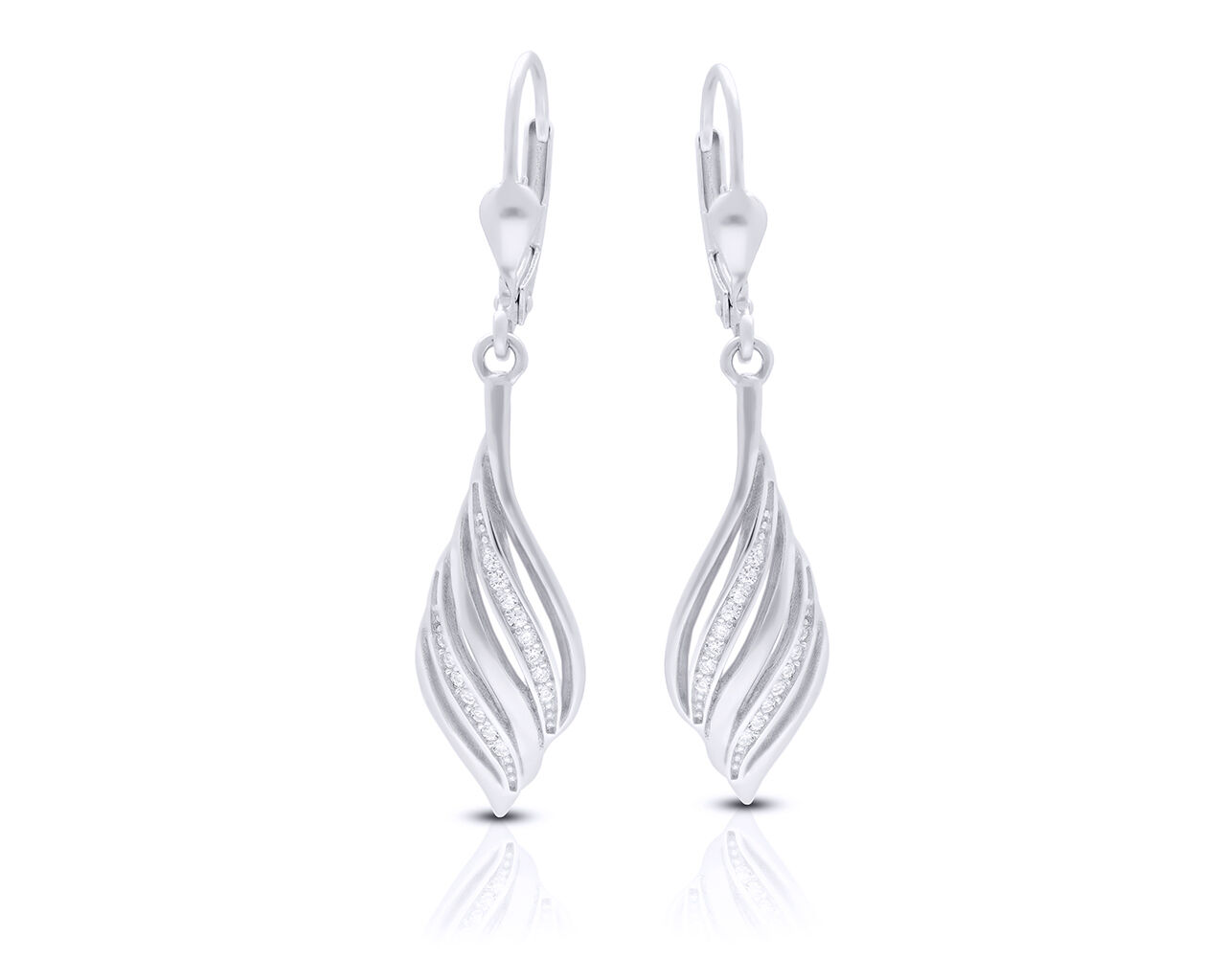 Kolczyki srebrne wiszące z cyrkoniami