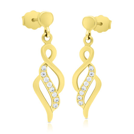 Kolczyki złote pr.585 wiszące sztyfty z cyrkoniami